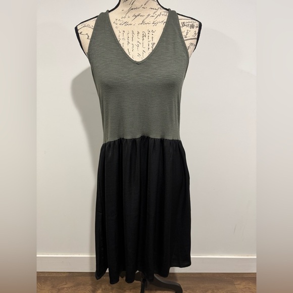 Dolan Anthropologie Left Coast Sienna Tank Dress Green Black Size Small - Picture 1 of 10